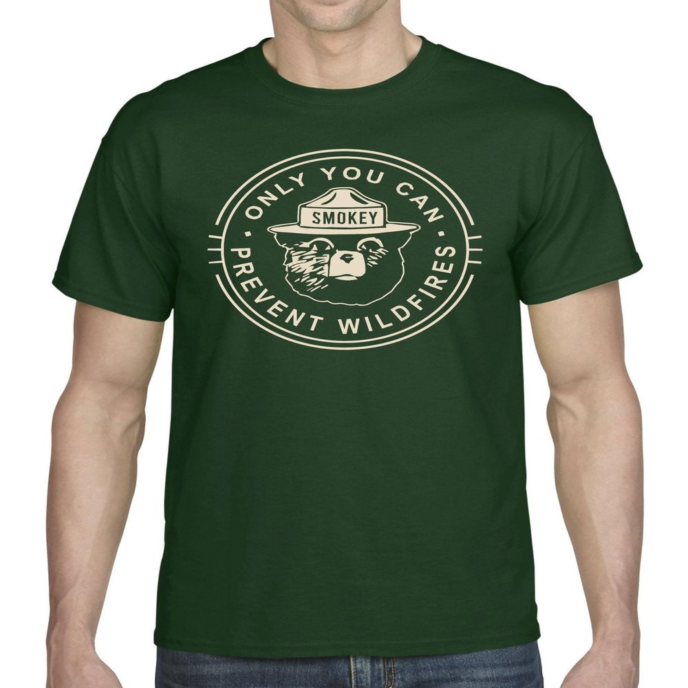 ALLNTRENDS Smokey Bear Men's T-Shirt U.S. Forest Service Shirt (L, Forest Green)