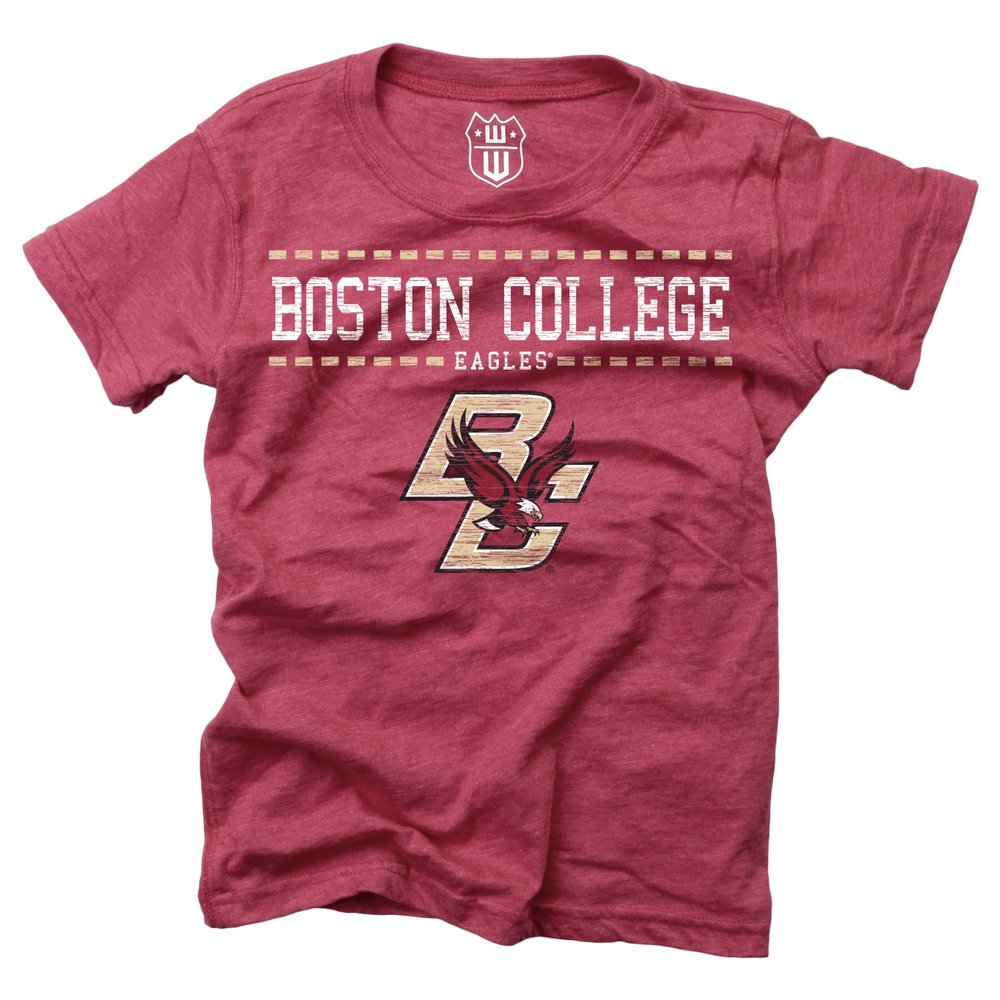 Wes and Willy NCAA Girls S/S Blended Tee,Boston College Eagles,3T,Wine