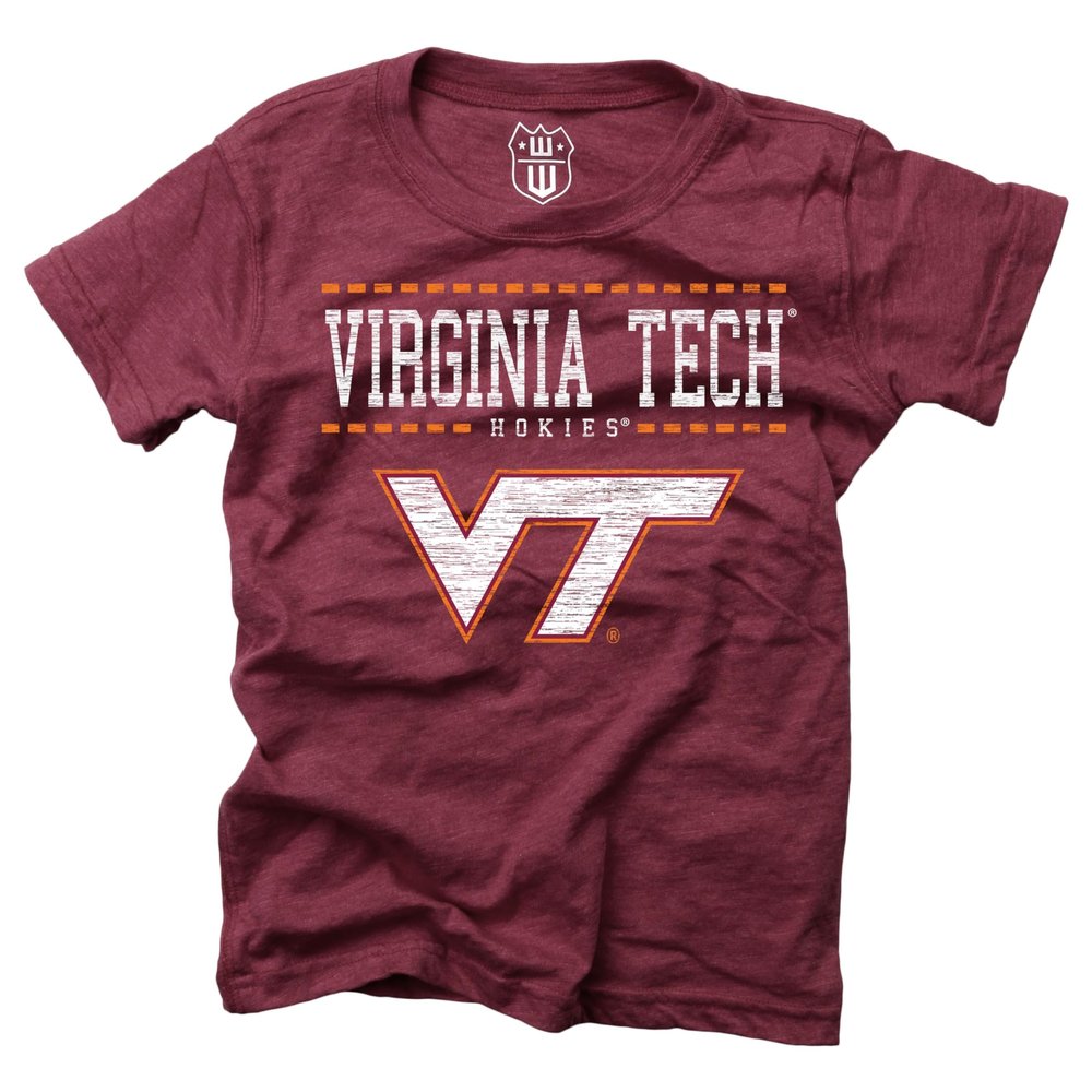 Wes and Willy NCAA Girls S/S Blended Tee,Virginia Tech Hokies,10,HAR Maroon