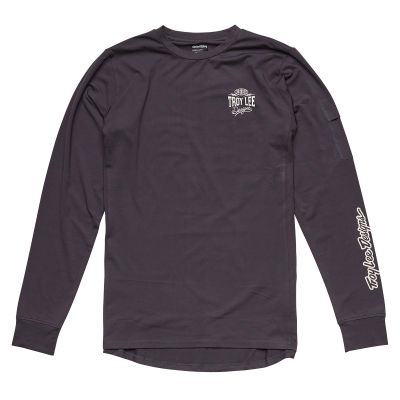 Troy Lee Designs Long Sleeve Youth Mountain Bike Ride Tee, Bolts Carbon, Small