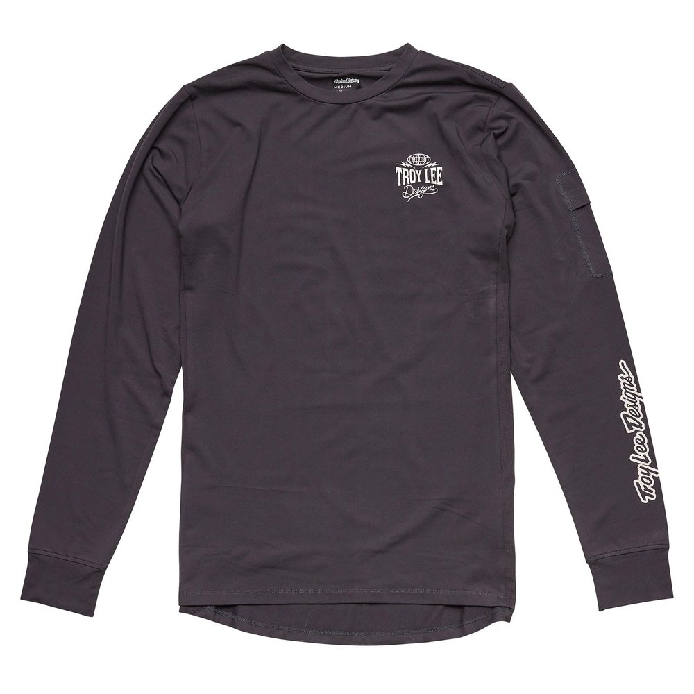 Troy Lee Designs Long Sleeve Youth Mountain Bike Ride Tee, Bolts Carbon, Small
