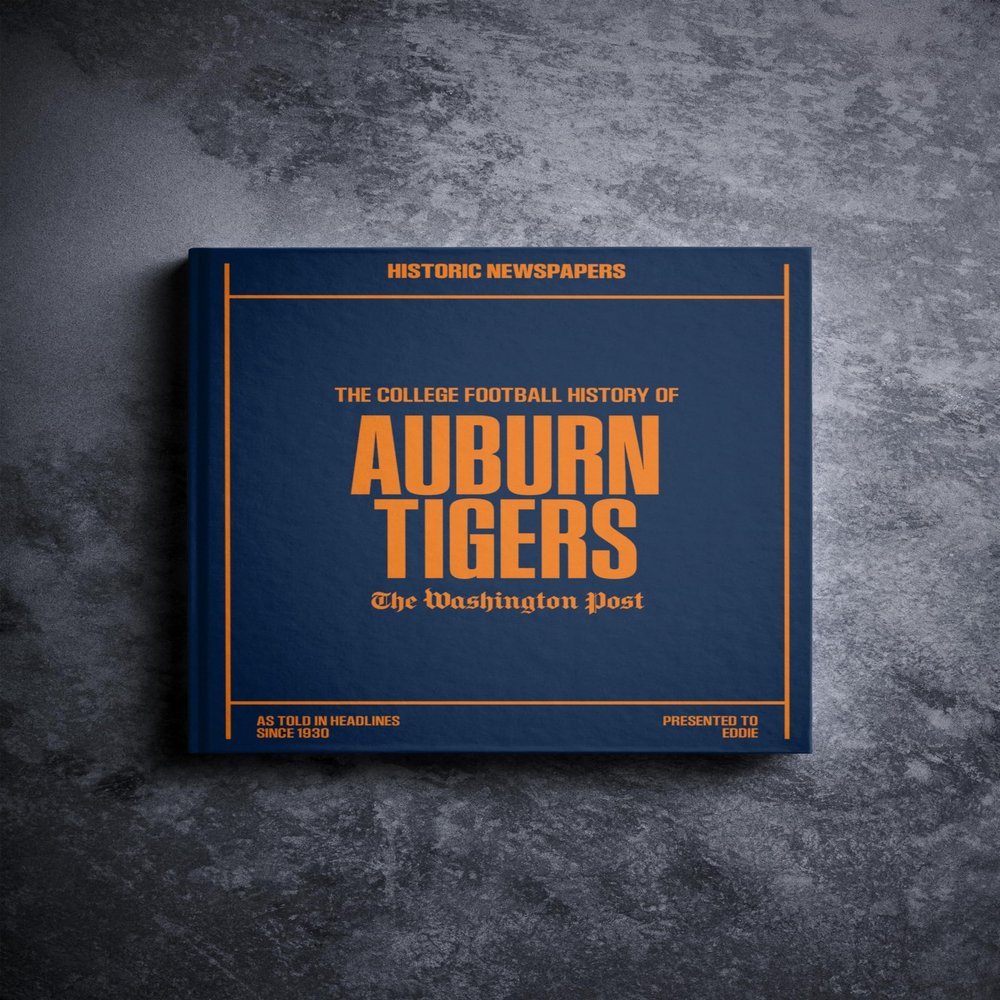 Signature gifts Auburn College Football Personalized Newspaper History Book, A3 Large Deluxe Hardcover - College Football Fan, Alumni, Students Keepsake Gift (A. Tigers)