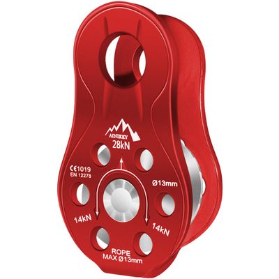 AINIKEY Fixed Plate Micro Pulley, 28KN CE Certified General Purpose Small Aluminum Rope Pulleys Slack Tender for Hauling/Rigging/Climbing/Aloft Work/Rappelling etc (One Unit (28KN Pulley Red))