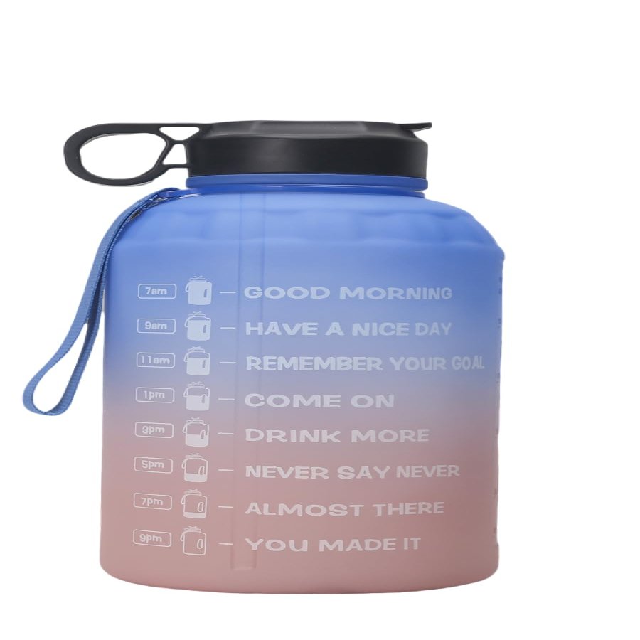 ALZVULG 73oz Half Gallon Water Handle Bottle with Straw & Time Marker, BPA Free, Leakproof,Flip Top Lid, Portable Space Cup for Fitness, Gym, Outdoor (BluePink Gradient), DL-SH22