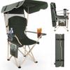 CozyBox Portable Folding Camping Chairs with Canopy Shade, Beach Chair for Adults, Durable Weather Resistant 600D Oxford Cloth, Camping Chair with Canopy for Outdoors [Olive Green] view 1