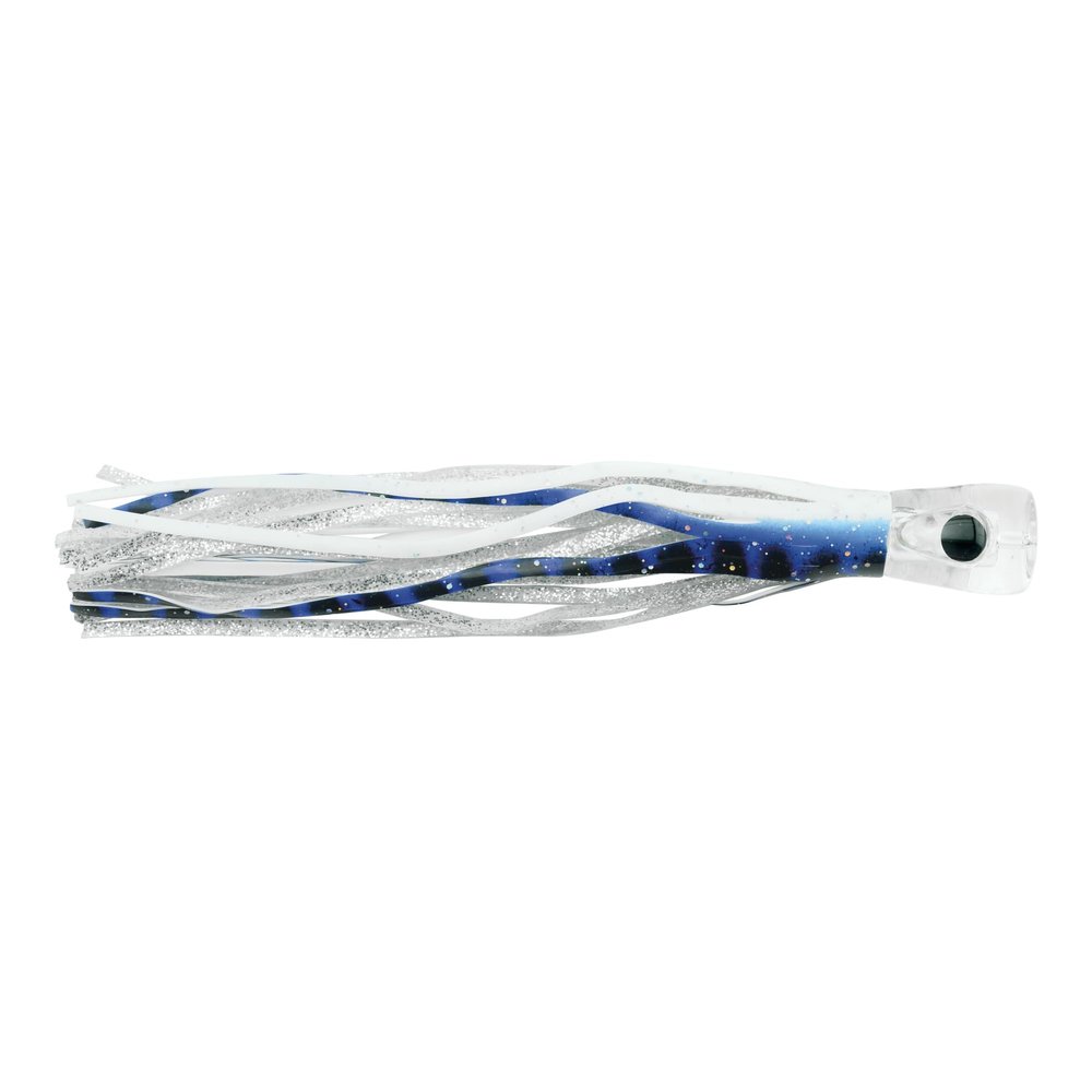 C&H Lures Alien Lure, Blue/White Belly Vinyl Skirt, Concave Head, Hologram Eye, 7.5 inches