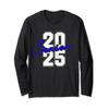 2025 Senior Class High School College Graduation Blue Retro Long Sleeve T-Shirt view 1
