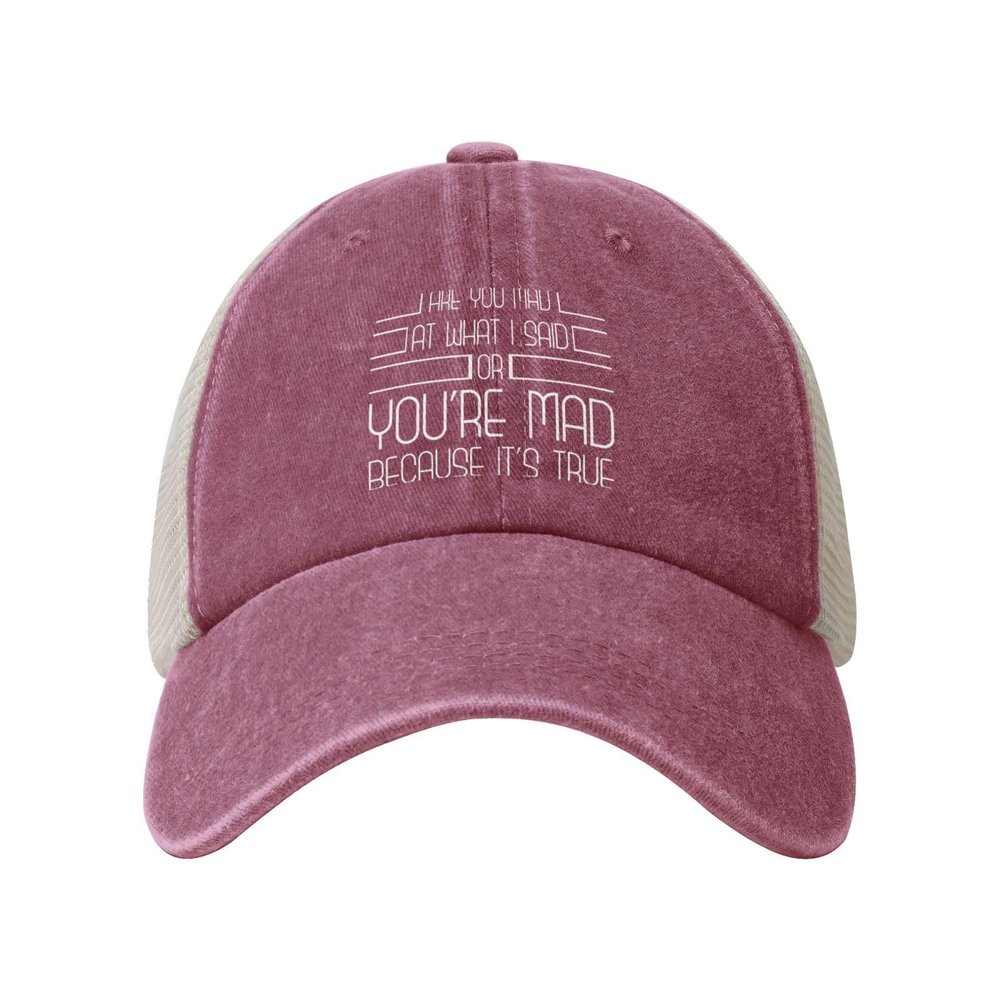are You Mad at What I Said Or You're Mad Because It's True Baseball Cap for Women Mens Hats Retro Mesh Caps Dad Hat Red