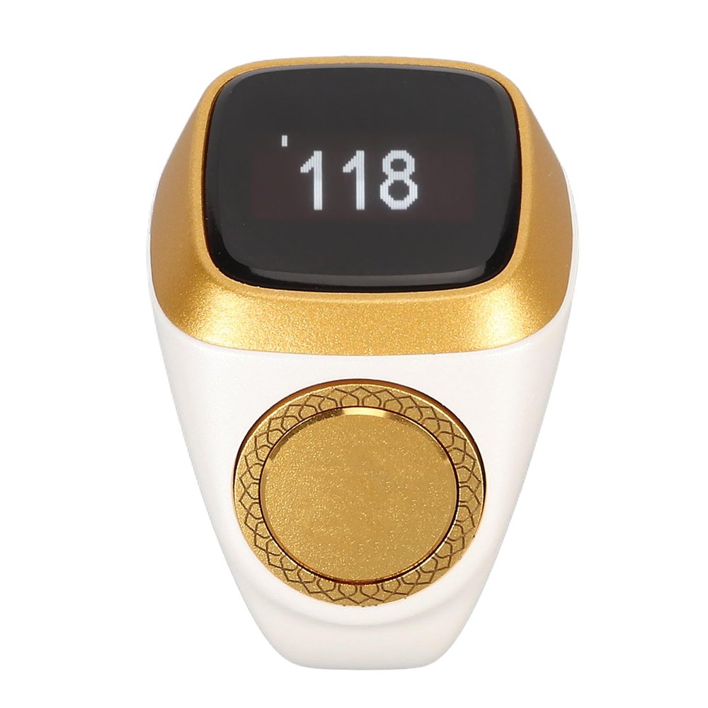 18mm Electronic Counter, Rechargeable Intelligent Finger, 0.49in Digital Display Step Counting with Vibration Reminder, Fit for Android & iOS (White)