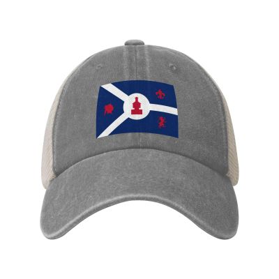 Flag of Fort Wayne, Indiana Baseball Cap for Women Mens Hats Retro Mesh Caps Dad Hat Gray