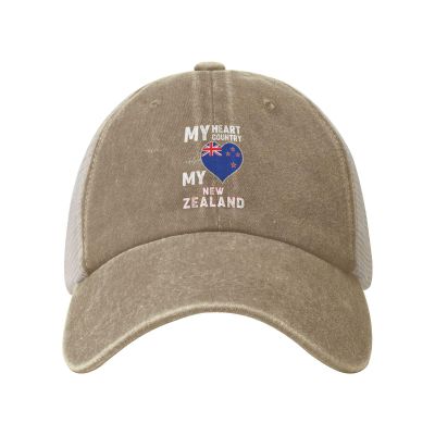 POOEDSO My Heart My Country My New Zealand Baseball Cap for Women Mens Hats Retro Mesh Caps Dad Hat Natural