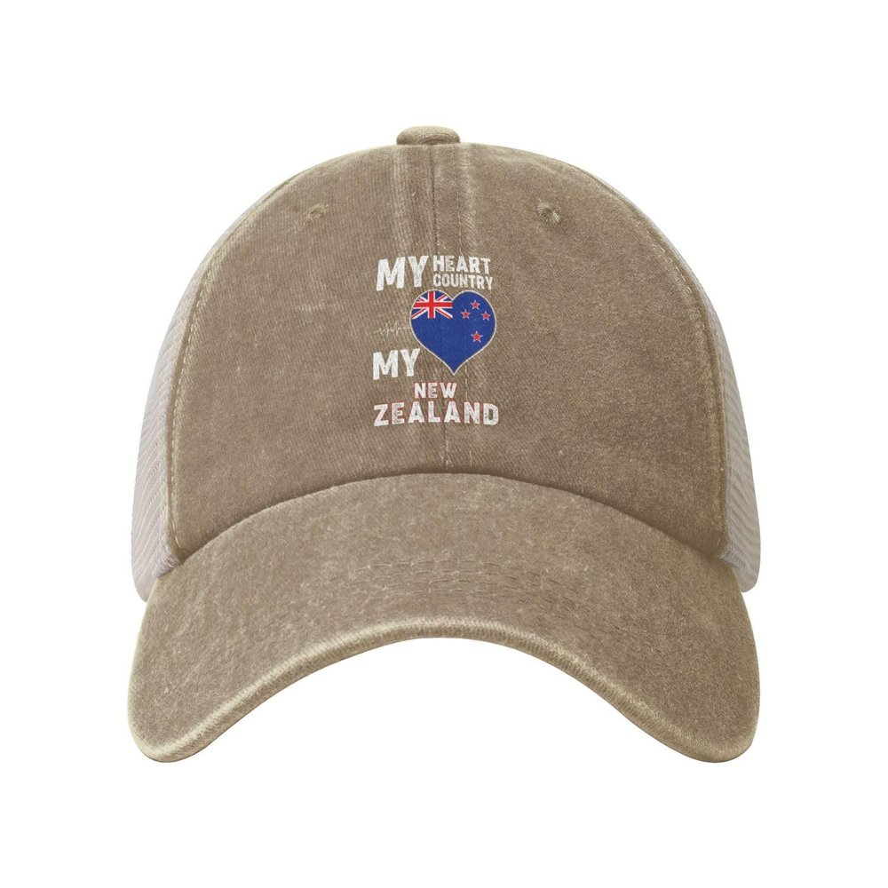 POOEDSO My Heart My Country My New Zealand Baseball Cap for Women Mens Hats Retro Mesh Caps Dad Hat Natural