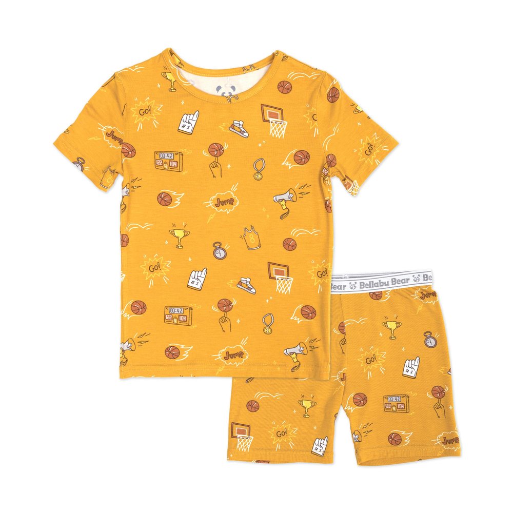 Bellabu Bear Kids Shorts Set for Boys & Girls, Matching Family Pajamas, Rayon from Bamboo (as1, age, 5_years, Basketball)