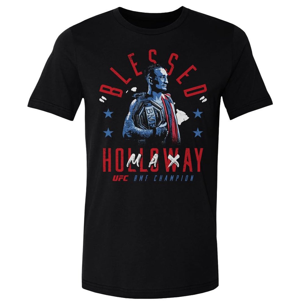 500 LEVEL Max Holloway UFC Shirt - Max Holloway Blessed BMF Champion WHT (Black, XX-Large)