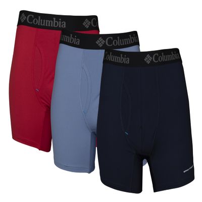Columbia Men's Omni Freeze Zero Boxer Brief 3-Pack, Mountain Red/Bluestone/Navy, Large