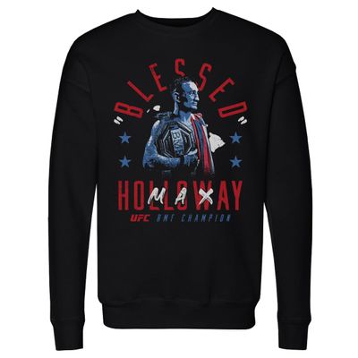 500 LEVEL Max Holloway UFC Crewneck Sweatshirt - Max Holloway Blessed BMF Champion WHT (Black, XX-Large)