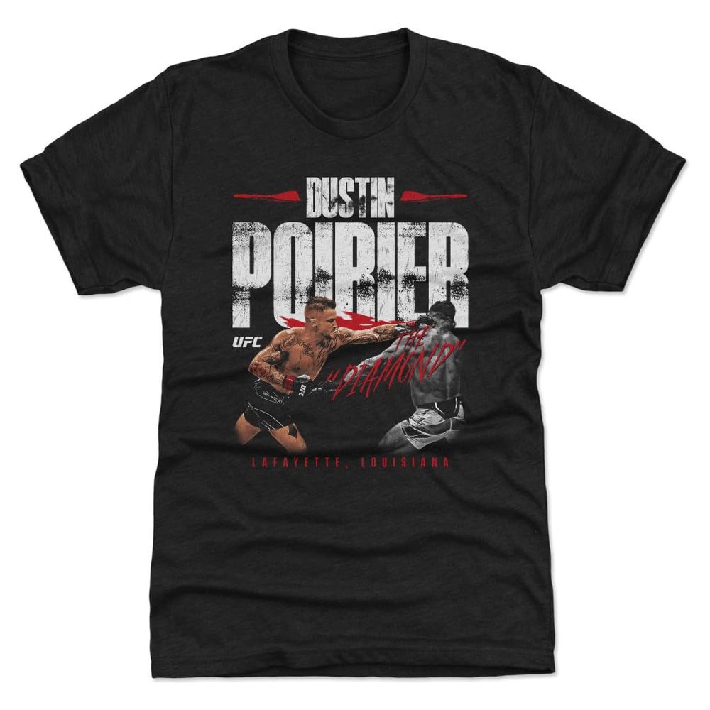 500 LEVEL Dustin Poirier UFC Men's Premium T-Shirt - Dustin Poirier Strike WHT (Tri Black, XXX-Large)