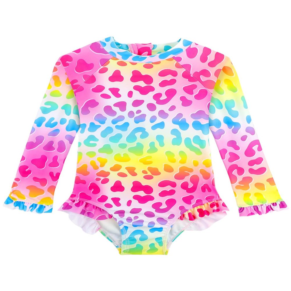 Toddler Mermaid Bathing Suit Girl Zipper Rash Guard Swimwear Long Sleeve Ruffle Swimsuits with UPF 50+ Sun Protection 4t 5t Swimsuit Girl