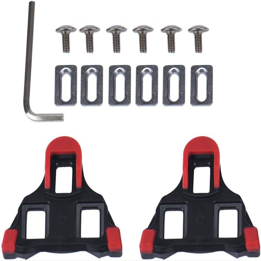 RhLLvJ Cleats for Cycling Shoes Cycling Cleats Road Bike Cleats Pedals and Cleats Bike Cleats (Color : Red, Size : One Size)