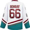 Mighty Ducks Movie Ice Hockey Jersey 66# Bombay Stitched Letters and Numbers Adult Size 90S Hip Hop Clothing for Party view 3