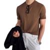 Men's Crew Knitted T-Shirt Slim Solid Muscle Short Sleeve Classic Workout Male Knit Tee (XX-Large,Camel Color) view 1