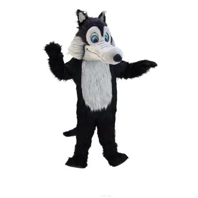 Eamior Big Black Wolf Mascot Costume Adult Size for Men & Women with Built-in Fan Inside the Head