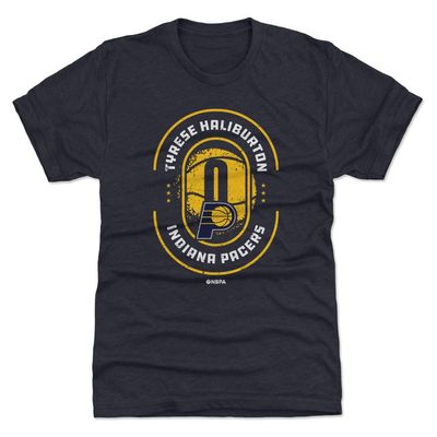 500 LEVEL Tyrese Haliburton Indiana Pacers Men's Premium T-Shirt - Tyrese Haliburton Indiana Pacers Imprint WHT (Tri Navy, XXX-Large)