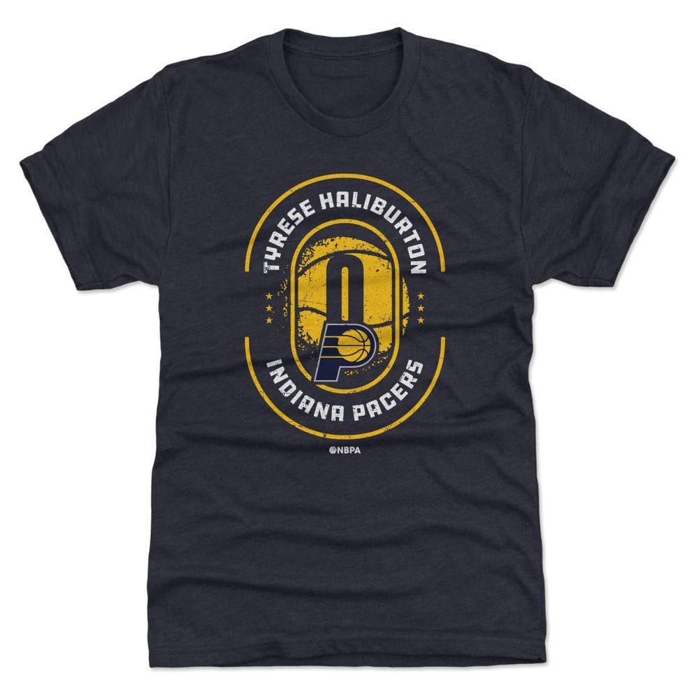 500 LEVEL Tyrese Haliburton Indiana Pacers Men's Premium T-Shirt - Tyrese Haliburton Indiana Pacers Imprint WHT (Tri Navy, XXX-Large)