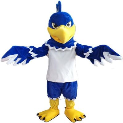 Blue-and-White Hawk Eagle Mascot Costume Adult Size for Men & Women with Built-in Fan Inside the Head