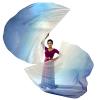 2 Sets of 55 x 78" Dance Metallic Semicircle Worship Angel Wing Flags with Scalable Rods - Praise Flags Worship Silk Flex Flag for Dance Church Performance-blue-white