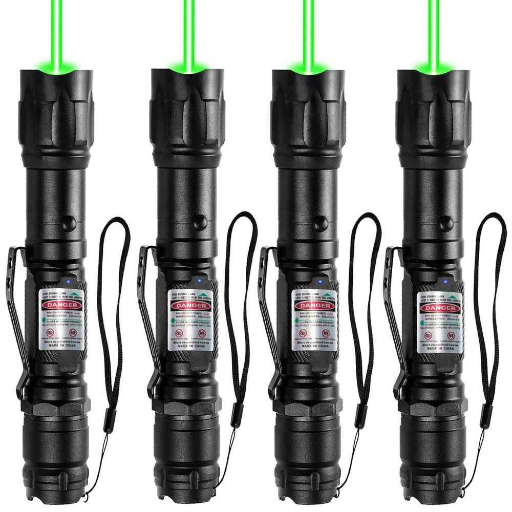 [4 Packs] Rechargeable Green Laser Pointer High Power Green Beam Light Long Distance Range for TV/LED/LCD Screens Tactical Flashlights Presentation Office/Outdoors [003]