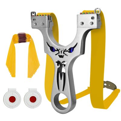 ZHUOCE Stainless Steel Hunting Slingshots with Sight 10pack Flat Rubber Bands and 2 Slingshot Target Pocket Sling Shot