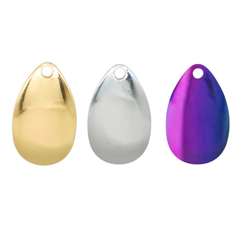 Cuoyuqie 50pcs Plated Steel Plain Indiana Spinner Blades, Smooth Finish Size 21 * 13mm (Colorful 50pcs)