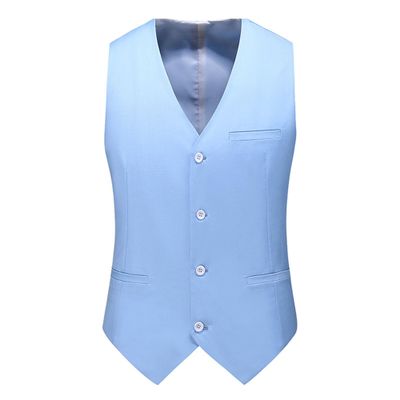 Maiyifu-GJ Men's Slim Fit Suit Vest Business Formal Dress Waistcoat Vests Sleeveless Jacket for Wedding Party Dinner (Light Blue,Medium)