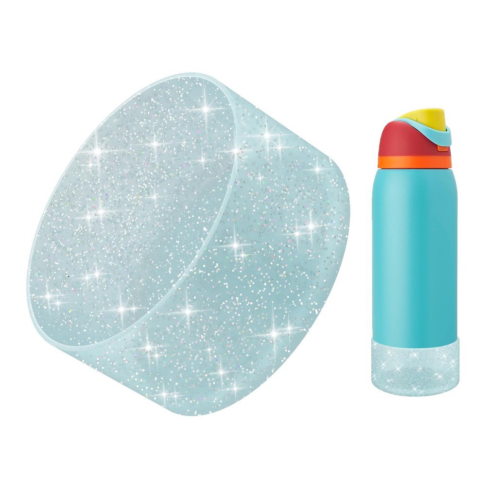 BKBY Protective Glitter Silicone Boot Compatible with Owala 24oz 32oz 40oz, Bling Cup Sleeve Bottom Bumper Cover Compatible with Owala FreeSip, Twist, or Flip Stainless Steel Water Bottles
