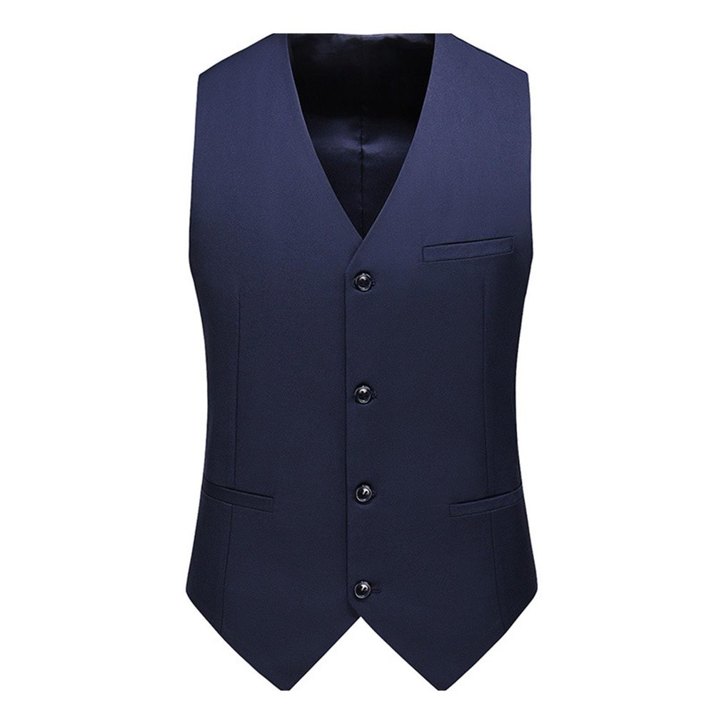 Maiyifu-GJ Men's Slim Fit Suit Vest Business Formal Dress Waistcoat Vests Sleeveless Jacket for Wedding Party Dinner (Dark Blue,XX-Large)