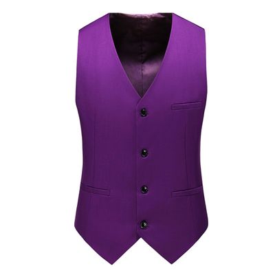 Men's Slim Fit Suit Vest Business Formal Dress Waistcoat Vests Sleeveless Jacket for Wedding Party Dinner (Purple,XX-Large)