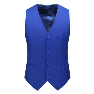 Maiyifu-GJ Men's Slim Fit Suit Vest Business Formal Dress Waistcoat Vests Sleeveless Jacket for Wedding Party Dinner (Blue,6X-Large)