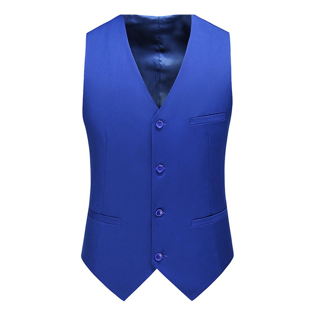 Maiyifu-GJ Men's Slim Fit Suit Vest Business Formal Dress Waistcoat Vests Sleeveless Jacket for Wedding Party Dinner (Blue,6X-Large)