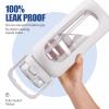 BLUEGO 64oz Glass Water Bottle with Handle and Straw, Motivational Sports Water Bottle with Time Marker and Silicone Sleeve Leakproof Drinking Bottle for Travel Gym Workout, White view 3