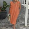 Women Summer Cotton Linen Sleeveless V Neck Sun Maxi Dress Plus Size Ruffle Casual Flowy Beach Long Shift Tunic Tank Dress view 2