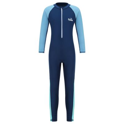 Linjinx Kids Boys One-Piece Long Sleeve Swimwear Full Body Rash Guard Sunsuit Swimsuit Wetsuit Beachwear Bathing Suit Navy Blue 7-8 Years