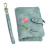 Amsgedhie Personalized Wallet Women Small with Birth Flower and Name: Custom Bi-fold Women's Wallets - Ladies Minimalist Wallet for Women Teen Girls Gift (Cyan, Birth Flower Name 1#) view 1