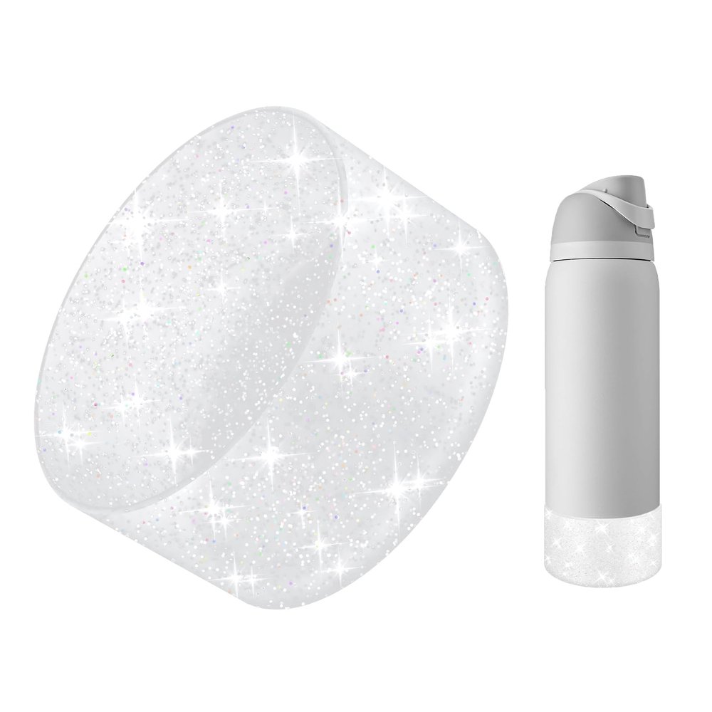 BKBY Protective Glitter Silicone Boot Compatible with Owala 24oz 32oz 40oz, Bling Cup Sleeve Bottom Bumper Cover Compatible with Owala FreeSip, Twist, or Flip Stainless Steel Water Bottles