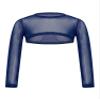 YONGHS Girls Cute Fishnet Y2K Blouse Round Neck Pullover See Through Mesh Summer Shirt Navy Blue 16 Years view 3