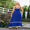 ebossy Spaghetti Strap Dress for Women Sleeveless Rickrack Back Smocked A Line Swing Maxi Dresses (S, Royal Blue) view 2