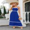ebossy Spaghetti Strap Dress for Women Sleeveless Rickrack Back Smocked A Line Swing Maxi Dresses (S, Royal Blue) view 3