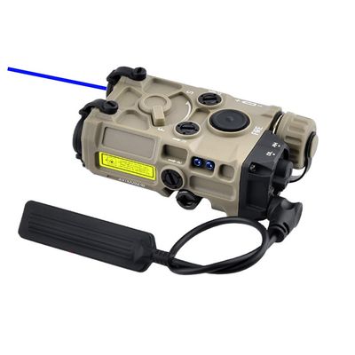 Tactical OG Box Laser Sights, Nylon Laser Indicator, with Strobe/Momentary/Constant Modes White Flashlight + Red/Green/Blue Laser Sight+IR Laser,with Pressure Switch,for 20mm Rail,Tan (Blue Laser)