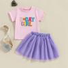 FIOMVA Toddler Girl Birthday Outfit Two Three Four Five Six Birthday Shirt+Tutu Tulle Skirt Dress Little Girl Birthday Clothes (Birthday Girl Pink, 3-4 Years) view 3
