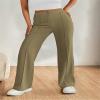 KAJXZ Women's Wide Leg Dress Pants High Waisted Dressy Trousers Casual Business Work Trousers Long Straight Suit Pants Army Green view 2